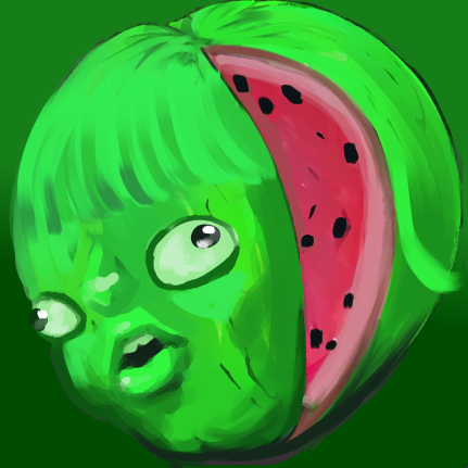 Gwen on stream in a watermelon-themed moment.
